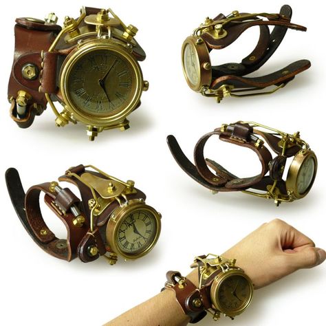 Steampunk watches by Haruo Suekichi. Steampunk Weaponsmith, Steampunk Tools, Fantasy Watch, Steampunk Futuristic, Steampunk Watches, Moda Steampunk, Steampunk Gadgets, Steampunk Items, Steampunk Stuff