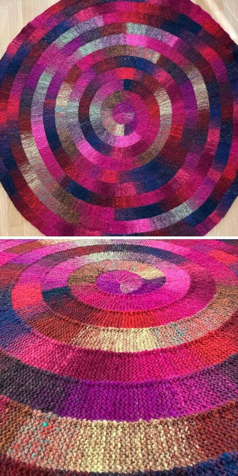 Round Knitted Blanket Pattern, Beginner Circular Knitting Pattern, Knitting Pattern Rug, Ten Stitch Blanket Crochet, Knitting Round Patterns, Rug Knitting Pattern, Knit Afghans Free Pattern, Spiral Knitting Pattern, Crochet Blanket In The Round Pattern