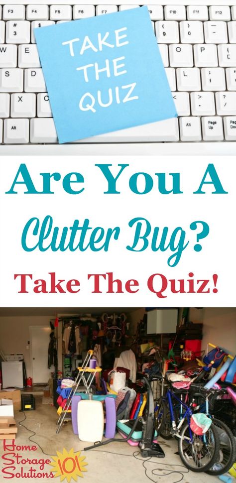 Are you a clutter bug? Take the 10 question quiz and find out, and if you are one, also find out what you can do about it. {on Home Storage Solutions 101} Declutter 365, Clutter Bug, Tips For Decluttering, Clutter Solutions, Clutter Control, Household Management, Getting Rid Of Clutter, Home Storage Solutions, Deep Cleaning Tips