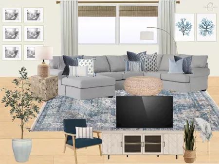 Beach House Living Room Gray Couch, Gray Couch Blue Chairs Living Room, Light Blue Living Room Walls Grey Couch, Gray And Blue Coastal Living Room, Coastal Living Rooms With Grey Couches, Pillows For Light Gray Couch, Blue And Oak Living Room, Grey Couch Blue Pillows, Light Blue And Grey Living Room