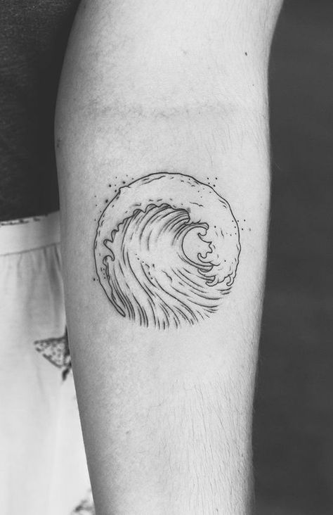 Waves. (Tattoologist) Wave Tattoo Design, Surf Tattoo, Framed Tattoo, Wave Tattoo, Water Tattoo, Small Tattoos For Guys, Badass Tattoos, 1 Tattoo, Waves Tattoo