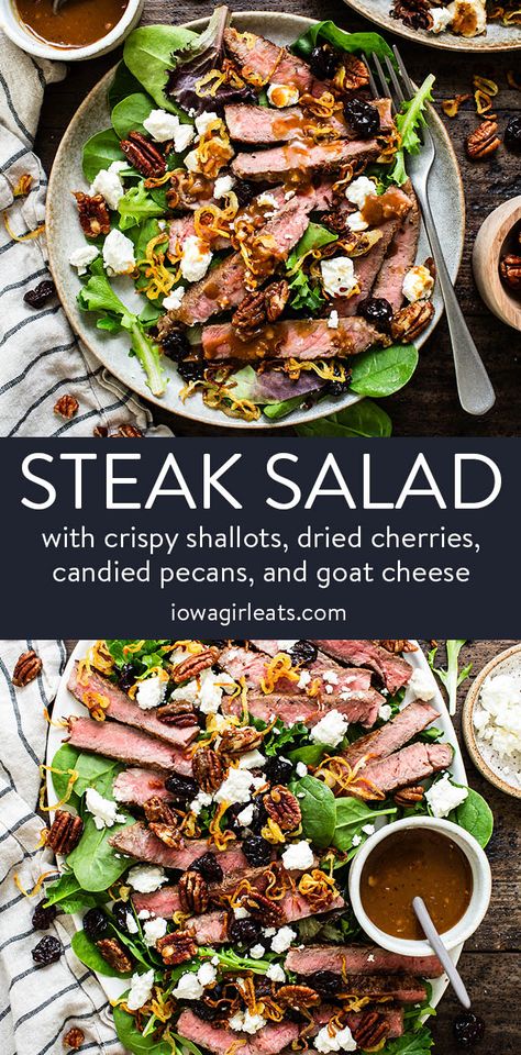 Steak Salad with Maple Balsamic Vinaigrette | Restaurant-Quality Marinated Potatoes, Caprese Steak, Roasted Steak, Steak Tomatoes, Maple Balsamic Vinaigrette, Steak Salad Recipe, Potatoes Roasted, Tomatoes Mozzarella, Maple Balsamic