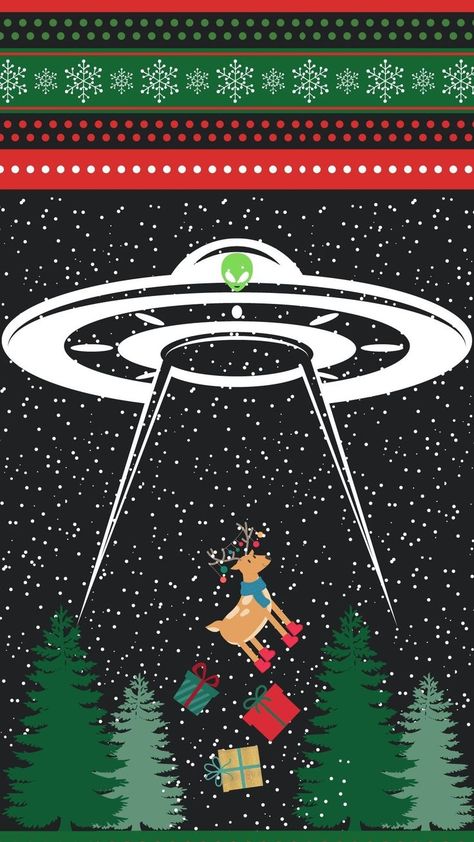 UFO Christmas Wallpaper Alien Christmas Wallpaper, Christmas Spooky Wallpaper, Dope Christmas Wallpaper, Outer Space Christmas, Trippy Christmas Wallpaper, Edgy Christmas Wallpaper, Neon Christmas Wallpaper, Horror Christmas Wallpaper, Grunge Christmas Wallpaper