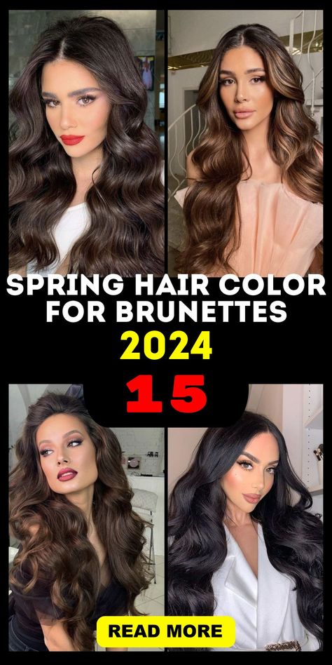 Embracing the Warmth: Spring Hair Color 15 Ideas for Brunettes 2024 Hair Trends For Brunettes, Spring Hair Color For Brunettes, Subtle Caramel Highlights, Chestnut Highlights, Color Trends 2024, Spring Hair Color Trends, Natural Brunette, Blonde And Brunette, Auburn Highlights