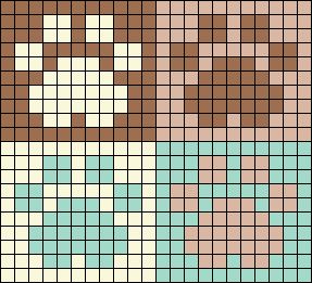 Alpha pattern #130524 | BraceletBook Cat Paw Pixel Art, Cat Pixel Grid Crochet, Wolf Alpha Pattern, Paw Pixel Art, Cute Grid Pattern, Cat Pixel Grid, Alpha Patterns Cat, Dog Alpha Pattern, Cat Alpha Pattern