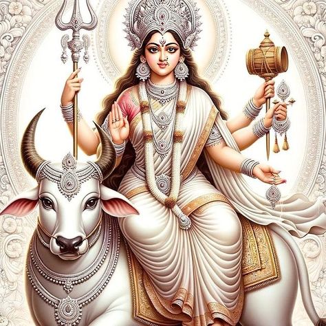 Bhakti Yoga Shala | Goddess Mahagauri, a revered figure in Hindu mythology, is celebrated during the festival of Navratri. She is depicted as the eighth… | Instagram Goddess Mahagauri, Yoga Shala, Bhakti Yoga, Hindu Mythology, The Festival, Yoga, Festival, Celebrities, Instagram