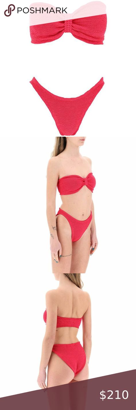 Hunza G. Jean Bikini Set Hunza G, Bandeau Top, The Weekend, Briefs, New Items, Low Rise, Stretch Fabric, Raspberry, Fashion Tips