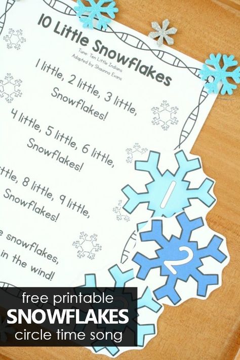 Winter Songs For Preschool, Snowflake Song, Preschool Circle Time Songs, Songs For Teachers, Circle Time Songs, Learning To Count, Kindergarten Songs, Winter Activities Preschool, Classroom Songs