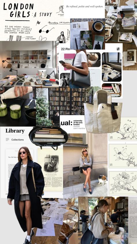 #uni #london #ual #september #autumn #studyaesthetic London Fashion School, Vision Collage, London September, September Autumn, London Wallpaper, Study In London, London Lifestyle, Fall Mood Board, Collage Board