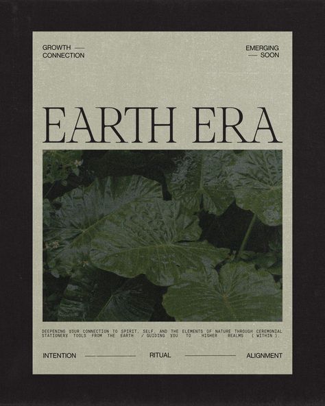 branding for Earth Era. ceremonial stationery tools to deepen connection wirh Spirit, Self and Nature. minimal, modern, and mysterious. welcoming a new paradigm of inner transformation, clarity and healing — by encouraging you to be your own healer. Modern Nature Graphic Design, Organic Web Design, Jungle Branding, Earth Branding, Graphic Design Green, Nature Graphic Design, Spiritual Website, Nature Magazine, Healing Nature