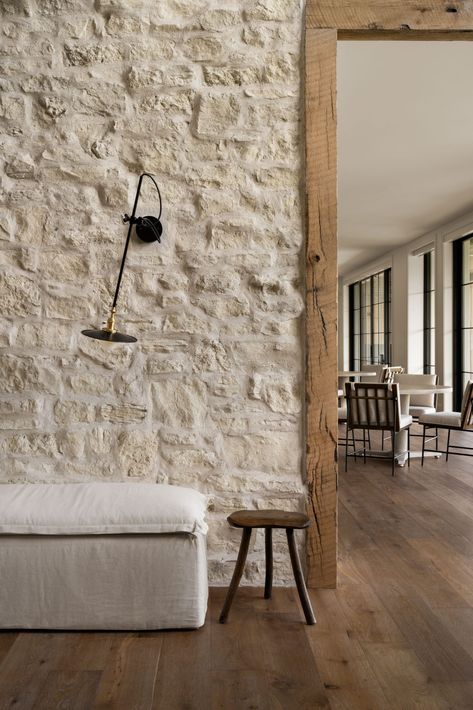 Stone Walls Interior, Barrel Ceiling, Stone Interior, Hearth Room, 아파트 인테리어, Studio Mcgee, Home Reno, Stone Wall, Modern Rustic