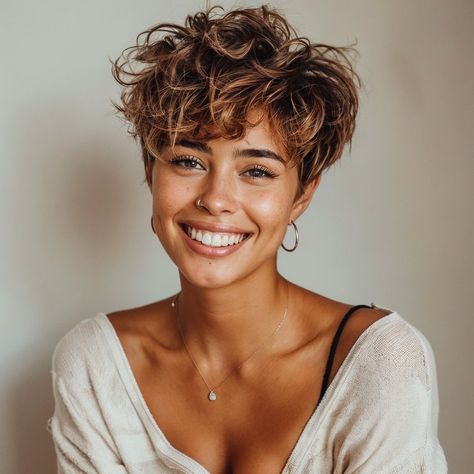 Edgy Curly Short Hair, Curly Pixie Haircut, Vintage Haircut, Shaggy Pixie Cut, Pixie Shag, Shaggy Pixie Cuts, Shaggy Pixie, Curly Pixie Hairstyles, Curly Pixie Haircuts