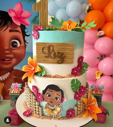 Moana Cake Design, Baby Moana Cake, Moana Theme Cake, Moana Birthday Decorations, Moana Birthday Cake, Moana Birthday Party Theme, Moana Theme Birthday, Festa Moana Baby, Kid Birthday Outfits