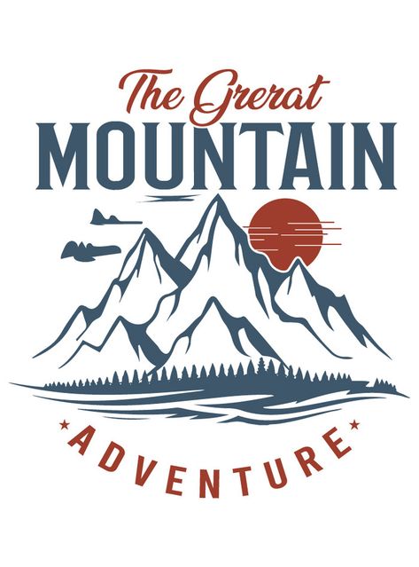 T Shirt Illustration, T Shirt Design Png, T Shirt Logo Design, Shirt Logo Design, Tshirt Printing, Mountain Adventure, Tshirt Printing Design, Adventure Hiking, Hiking Tshirt