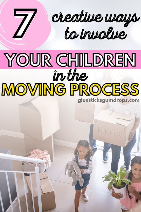 Moving with kids? Here are 7 creative ways to get them involved (and excited about) the process of moving. These tips will make this huge transition so much easier for kids to handle. Moving With Kids, Green Cleaning Recipes, Kids Moves, Busy Toddler, Cleaning Recipes, Household Tips, Moving House, Business For Kids, The Process