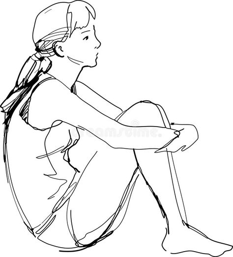 Human Figure Sketches Sitting, Person Sitting Side View Reference, Person Sitting Side View Drawing, Side Profile Sitting Drawing, Sitting Down Poses Drawing Side, Crouching Side View Reference, Sitting On Floor Pose Reference Drawing, Sitting Poses Side View, Side Sitting Pose