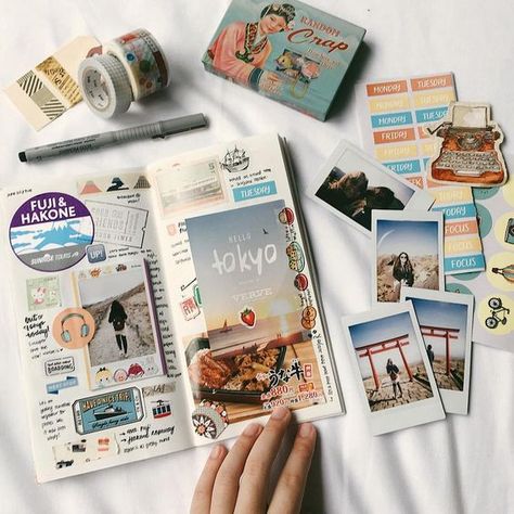 Four Bullet Journal Spreads for Travel Addicts – Dingbats* Notebooks – Medium Abbey Sy, Journal D'inspiration, Bullet Journal Spreads, Travel Journal Scrapbook, Diy Travel Journal, Album Journal, Travel Crafts, Hakone, Diary Ideas