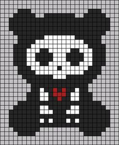 Skelanimals Pixel Art, Grid Art Pattern, Pixel Art Inspo Easy, Skelanimals Perler, Skelanimals Perler Beads, Pixel Art On Paper, Emo Pixel Art, Grunge Pixel Art, Skeleton Pixel Art