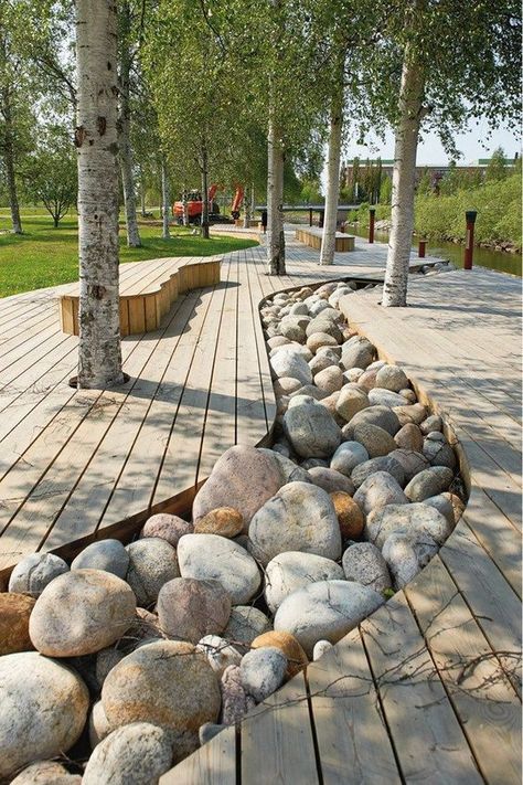 Dry Stream, Stone Water Features, Landscape Design Drawings, River Rock Landscaping, Structural Drawing, Plans Architecture, Easy Landscaping, Landscape Design Plans, Landscape Architecture Design