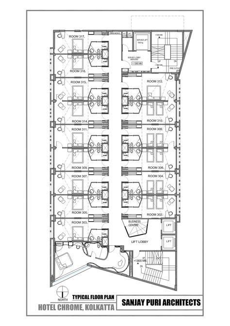 Image 9 of 10 from gallery of Chrome Hotel / Sanjay Puri Architects. Typical floor plan Sanjay Puri Architects, Sanjay Puri, Hotel Room Plan, Architect Portfolio, Hotel Room Design Plan, Hotel Design Architecture, Hotel Floor Plan, Hostels Design, Hotel Floor