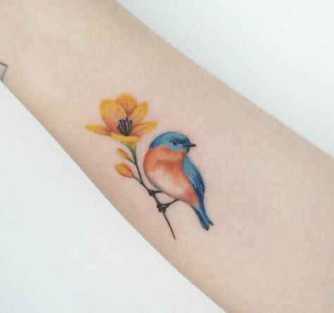 Top 51+ Best Bluebird Tattoo Ideas - [2021 Inspiration Guide] Thing One And Thing Two Tattoo, Bird Flower Tattoo Design, Bluebird Tattoos For Women, Small Blue Bird Tattoo, Small Bluebird Tattoo, Bluebird Tattoo Meaning, Eastern Bluebird Tattoo, Blue Bird Tattoos For Women, Small Robin Tattoo