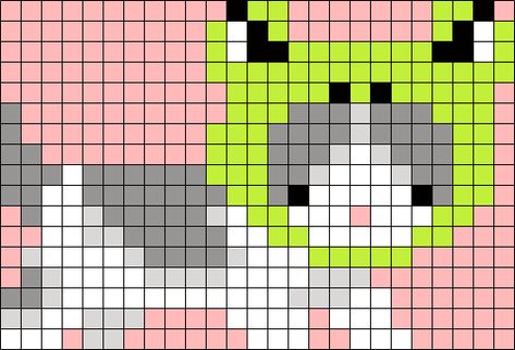 Frog Hama Beads, Perler Bead Patterns Cat, Axolotl Perler Bead Patterns, Perler Cat, Frog Perler Bead Pattern, Funny Perler Bead Patterns, Cat Perler Bead Patterns, Frog Pixel Art, Cat Perler Beads