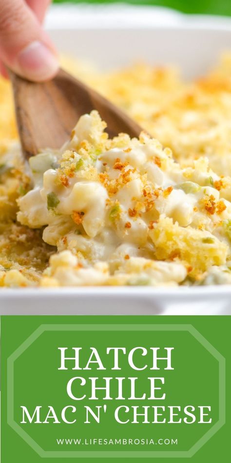 Baked Green Chili Mac And Cheese Recipe, Green Chile Macaroni And Cheese, Hatch Chile Mac And Cheese, Green Chili Mac And Cheese Baked, Green Chili Chicken Mac And Cheese, Mac And Cheese With A Twist, Hatch Mac And Cheese, Hatch Green Chili Mac And Cheese, Hatch Chili Mac And Cheese