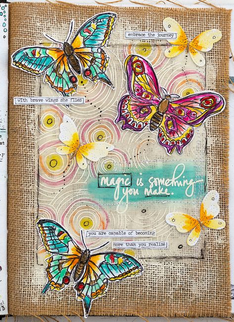 Magical Butterflies Spirtual Journaling, Magical Butterflies, Journal Butterfly, Media Journal, Dina Wakley, Art Journal Tutorial, Butterflies Art, Butterfly Quotes, Simon Says Stamp Blog