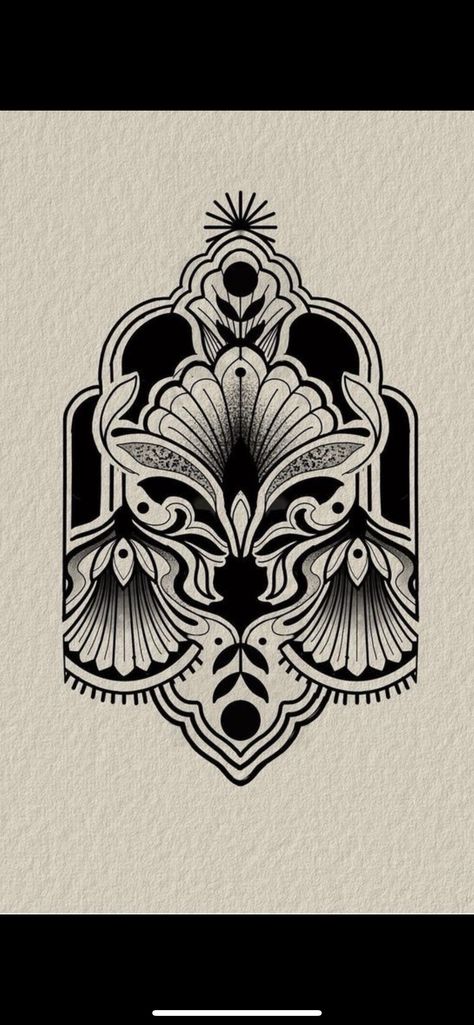 Art Deco Tattoo Design, Sorceress Tattoo, Art Nouveau Tattoo Sleeve, Traditional Ornamental Tattoo, Art Deco Tattoos, Art Deco Tattoo Woman, Black Ornamental Tattoo, Floral Ornamental Tattoo, Antique Tattoo Ideas