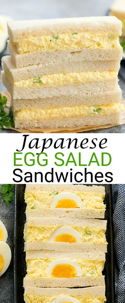 Japanese Egg Salad, Tamago Sando, Japanese Egg, Egg Salad Sandwich, Easy Japanese Recipes, Egg Salad Sandwiches, Egg Salad Recipe, Simple Sandwiches, Japanese Cooking