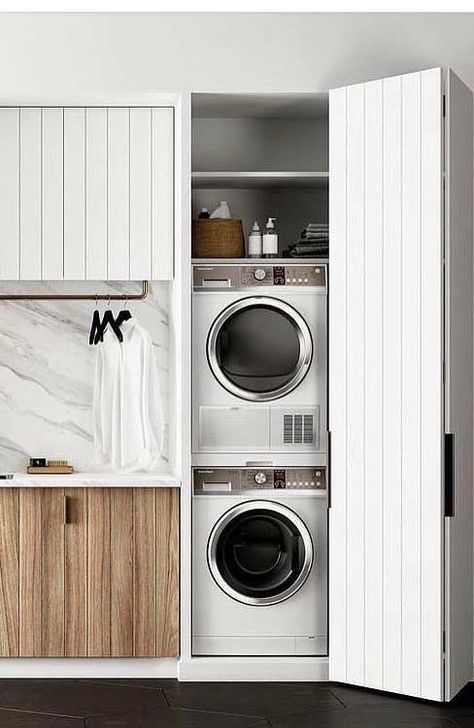 Small Bathroom Laundry Combo, Bathroom Laundry Room Combo, Laundry Bathroom Combo, European Laundry, Laundry Cupboard, Basement Laundry Room, Basement Laundry, Laundry Room Closet, Laundry Room Renovation