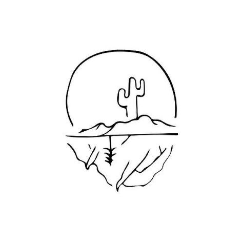 Desert Tattoo, Continuous Line Tattoo, Arizona Tattoo, Mountain Desert, Cowgirl Tattoos, Country Tattoos, Cactus Tattoo, Inkbox Tattoo, Western Tattoos