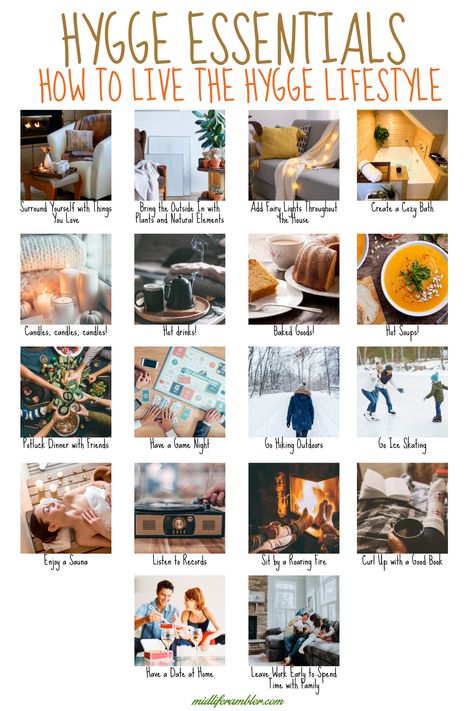 How To Live A Hygge Lifestyle, Colorful Hygge Decor, Hygge Winter Ideas, Rainy Day Hygge, Hygge Aesthetic Living Room, Hygge Outdoor Space, Hygge Lifestyle Photography, Hygge Movies, Hygge Baking