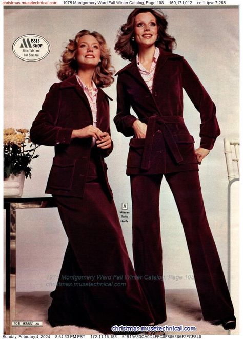 1975 Montgomery Ward Fall Winter Catalog, Page 108 - Catalogs & Wishbooks 70s Winter Fashion, 70s Women Fashion, Vintage Catalog, 60s 70s Fashion, 60s And 70s Fashion, Fashion Drawing Tutorial, Corporate Fashion, Seventies Fashion, Retro Stuff