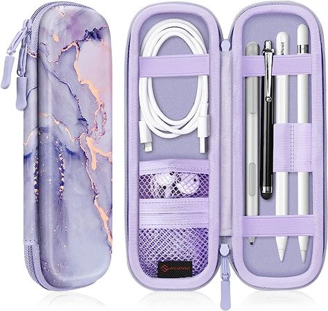 Fintie Holder Case for Apple Pencil (USB-C) & Apple Pencil (1st / 2nd Generation), PU Leather Protective Carrying Bag Sleeve Compatible with Apple Pen, USB Cable, Samsung Stylus, Lilac Marble : Amazon.ca: Electronics Ipad Mini Accessories, Lilac Marble, Apple Pencil Case, Smart Pen, Keyboard With Touchpad, Apple Pen, Pen Accessories, School Accessories, Apple Ipad Mini