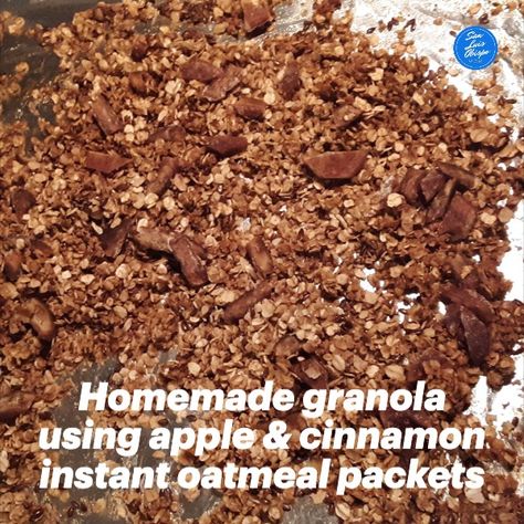 homemade granola using instant oatmeal packets Recipes Using Instant Oatmeal Packets, Instant Oatmeal Packets Recipes, Instant Oatmeal Recipes, Diy Granola, Quaker Instant Oatmeal, Sugar Free Oatmeal, Peach Oatmeal, Instant Oatmeal Packets, Oatmeal Granola