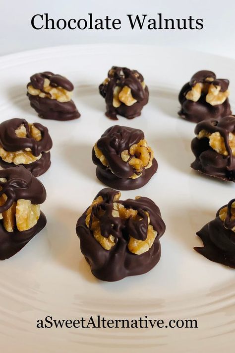 These chocolate walnuts are an easy, elegant addition to any dessert table. Holiday Desserts Table, Dark Chocolate Cookies, Walnut Recipes, Chocolate Covered Treats, Candy Recipes Homemade, Chocolate Cookie Recipes, Dessert Options, Toasted Walnuts, Homemade Candies