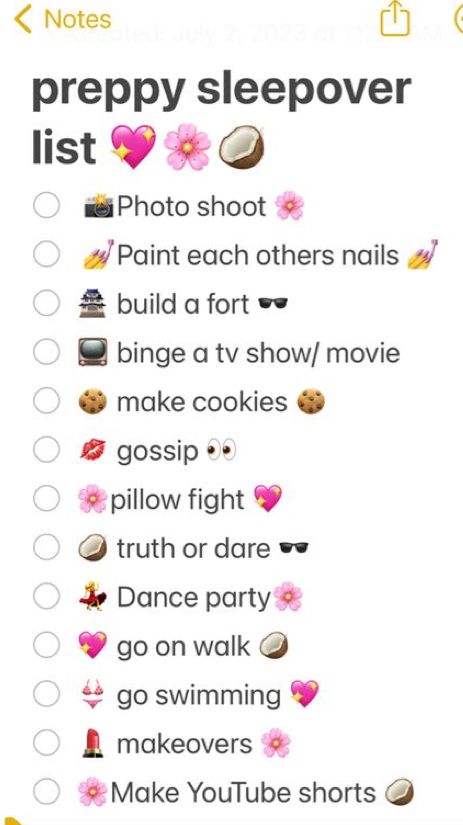 Vent Notes, Sleepover Checklist, Preppy Sleepover, Fun Sleepover Activities, Sleepover Stuff, Sleepover Essentials, Fun Sleepover Games, Sleepover Party Games, Sleepover Tips