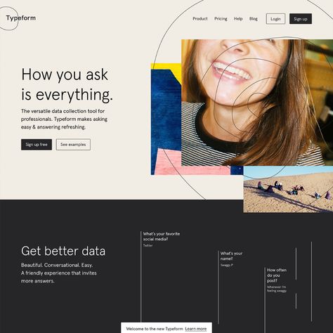 Typeform · Typewolf Web Layout Inspiration, Modern Web Design, Contents Design, What Is Your Name, Web Layout, Layout Inspiration, Typography Inspiration, Data Collection, Web Design Inspiration