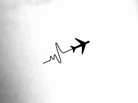 Small Covering Tattoos, Airplane Mode Tattoo, Travel Plane Tattoo, Airplane Wrist Tattoo, Airplane Heartbeat Tattoo, Airplane Hand Tattoo, Tattoo Airplane Travel, Plane Heartbeat Tattoo, Plane With Heartbeat Tattoo