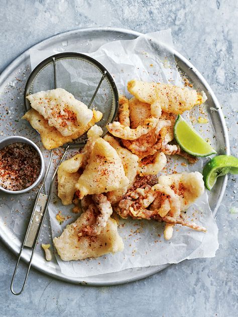 Tempura Prawns Plating, Tempura Shishito Peppers Recipe, Japanese Pumpkin Tempura, Prawn Tempura Sushi, Japanese Spices, Shichimi Togarashi, Tempora Batter Tempura Vegetables, Squid Recipes, Donna Hay Recipes