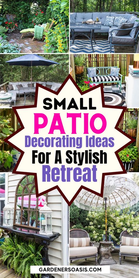 Small Patio Decorating Ideas That Will Turn Your Deck Into An Outdoor Oasis | Outdoor Patio Ideas Tiny Deck, Small Patio Decorating Ideas, Budget Landscaping, Outdoor Bars, Small Patio Decor, Low Maintenance Landscaping, Outdoor Decorating, Craft Room Decor, Spring Plants