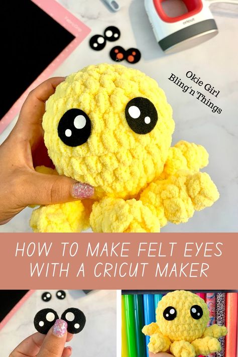 In this post, I will be showing you step by step how to make felt eyes with your Cricut. This is a super handy skill to have under you belt especially if you crochet and make amigurumi! . . . #cricut #cricutmakes #howtomakefelteyeswithacricut #felteyes #cricutcreations Okie Girl, Felt Eyes, Cricut Baby, Crochet Lovey, Crochet Eyes, Quick Crochet Patterns, Halloween Crochet Patterns, Moms Crafts, Teepee Kids