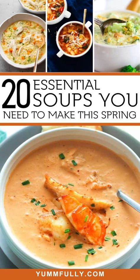 Celebrate the arrival of spring with the most fresh and Essential Soup recipes you should make. From vibrant asparagus soup to light pea and mint concoctions, these recipes capture the essence of the season, offering a delightful bowlful of spring in every spoonful. Filling Soup Recipes, Puréed Soups, Classic Minestrone Soup Recipe, Savory Soup Recipes, Spring Soup Recipes, Bisque Soup Recipes, Italian Soup Recipes, Dessert Soup, Homemade Soups