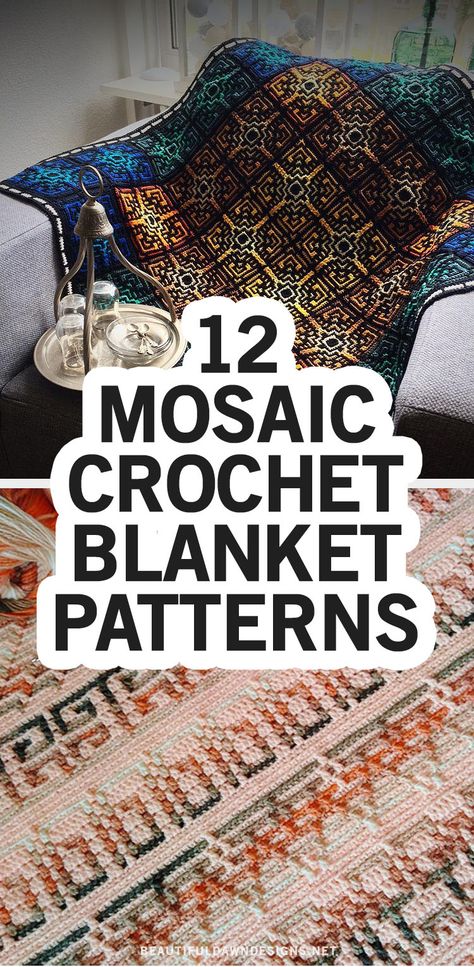 If you're looking for beautiful mosaic crochet blanket patterns I've got you covered. I've rounded up a beautiful collection of crochet mosaic blanket patterns. These make great crochet housewarming gifts. Crochet afghan pattern Mosaic Sampler Crochet Blanket, Mosaic Crochet Squares Patterns Free, Mosaic Afghan Crochet Patterns, Interlocking Mosaic Crochet, Simple Mosaic Crochet Patterns Free Charts, Crochet Blanket Mosaic, Free Mosaic Patterns Crochet, Ombre Afghan Crochet Pattern, Mosaic Crochet Squares