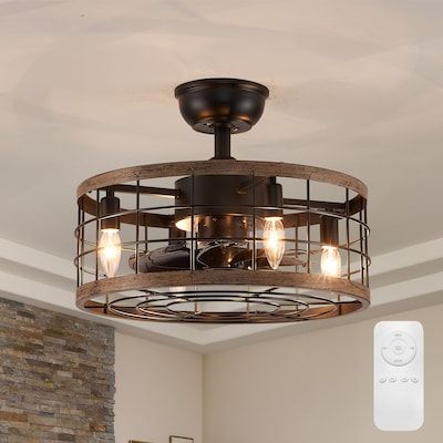 Farmhouse style ceiling fans at Lowes.com: Search Results Cage Light Fixture, Fandelier Ceiling Fan, Caged Ceiling Fan, Farmhouse Ceiling Fan, Cage Light, Black Cage, Black Ceiling Fan, Fan With Light, Garden Lamps