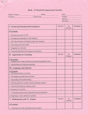 Developmental Checklists: Birth through Preschool Preschool Assessment Forms, Preschool Checklist, Kindergarten Report Cards, Social And Emotional Development, Preschool Assessment, Assessment Checklist, Infant Classroom, Toddler Homeschool, Startup Business Plan