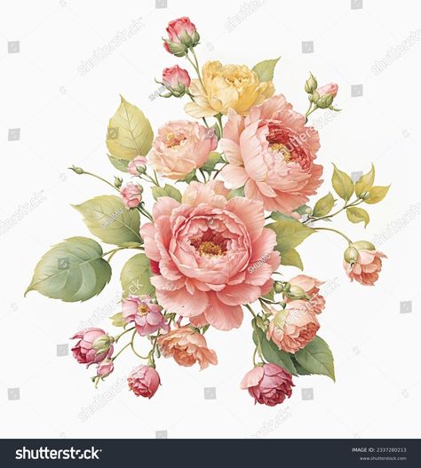 Flowers Watercolor Illustrationmanual Composition Set Watercolor Stock Illustration 2337280213 | Shutterstock Botanical Flower Art, Flower Bunch, Popular Flowers, Watercolor Bouquet, Flowers Watercolor, Digital Flowers, Watercolor Rose, Bunch Of Flowers, Water Flowers