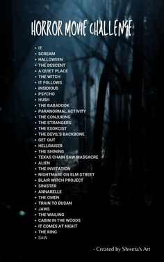 Horror Movie Challenge, Top Scary Movies, Horror Challenge, Halloween List, Horror Movies To Watch, Scary Movie List, Scary Movies To Watch, Movie Challenge, Top Horror Movies