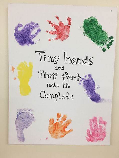 Finger Painting For Infants, Nanny Arts And Crafts, Infant Emotions Art, Projects To Do With Infants, Infant Hand And Footprint Art Cute Ideas, My Body Crafts For Infants, Spring Hand And Footprint Crafts, Feet And Hand Print Art Kids, Baby Crafts Daycare Art Projects